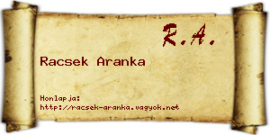 Racsek Aranka névjegykártya