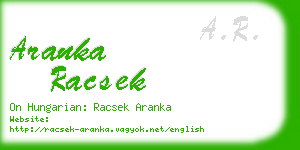 aranka racsek business card